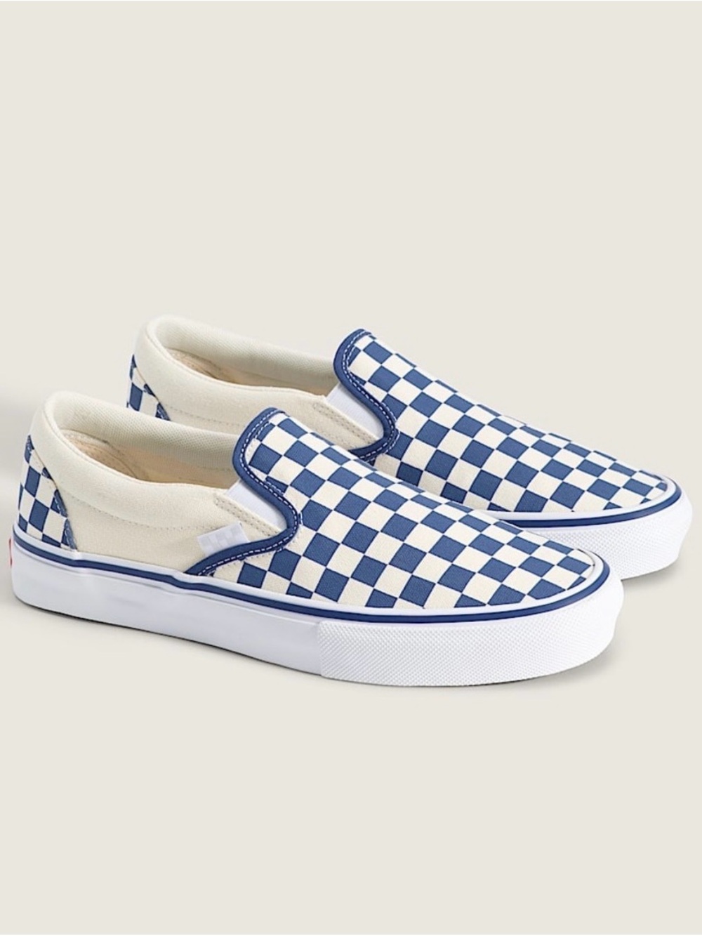 Vans| Classic Checkerboard Slip-On Canvas Skate Sneakers in Blue & White Sz 7.5